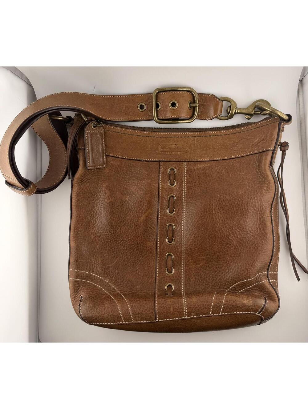 Coach Leather Crossbody Bag Medium Brown Classic Vintage